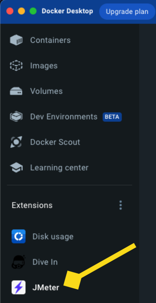 Launch Apache JMeter Docker Extension